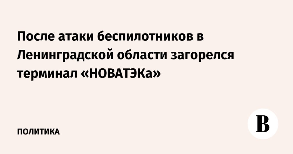 Пожар на терминале НОВАТЭКа после атаки беспилотников в Ленобласти