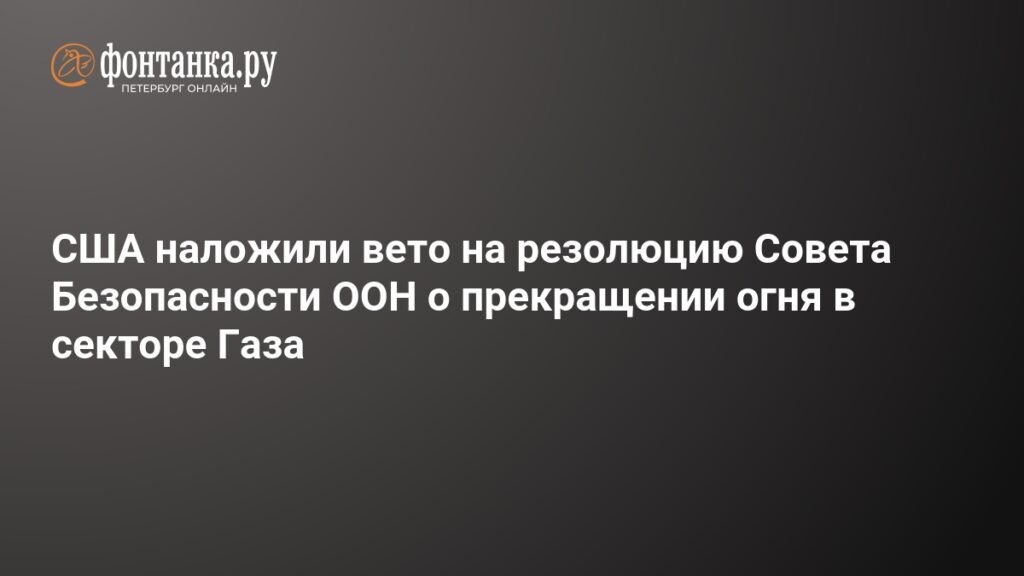 США ветировали резолюцию Совбеза ООН о прекращении огня в секторе Газа