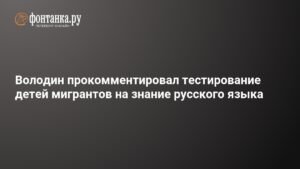 Володин: Тестирование детей мигрантов на русский язык - ключ к успешной интеграции