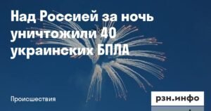 40 украинских БПЛА уничтожены над Россией за ночь
