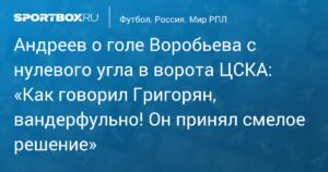 Андреев: Гол Воробьева в ворота ЦСКА - смелое решение и настоящий шедевр