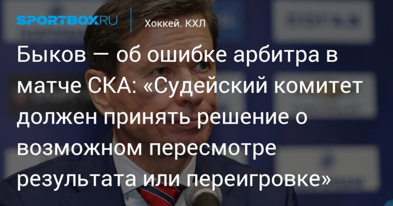 Быков: Судейский комитет КХЛ должен решить судьбу матча СКА - Автомобилист
