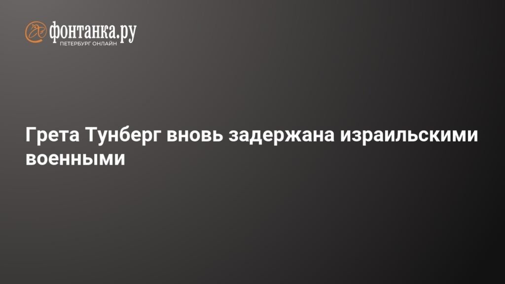 Грета Тунберг снова задержана военными Израиля при попытке прорваться в Газу