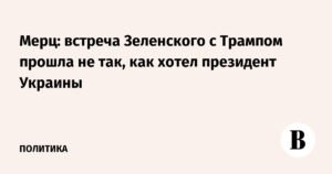 Мерц: встреча Зеленского с Трампом не оправдала ожиданий Киева