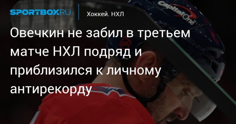 Овечкин не забивает в третьем матче НХЛ подряд: приближается к личному антирекорду