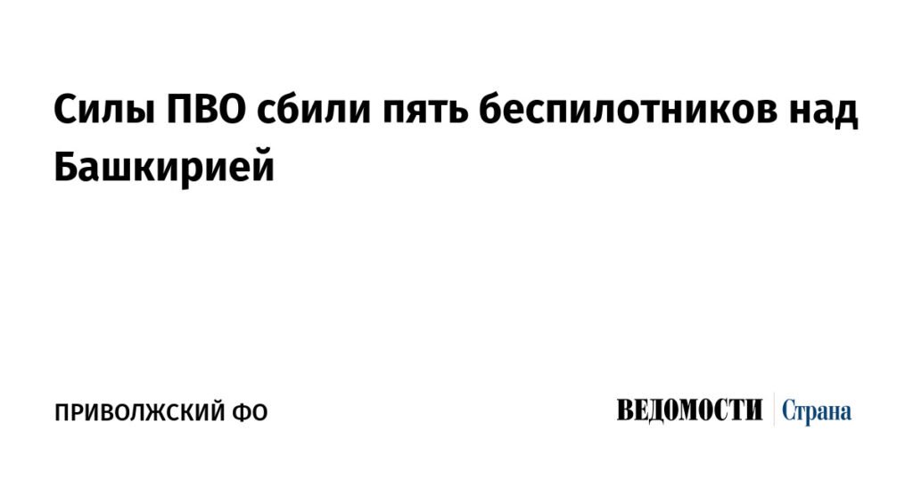 Пять беспилотников сбиты над Башкирией силами ПВО