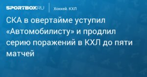 СКА проиграл «Автомобилисту» в овертайме и продлил серию поражений в КХЛ