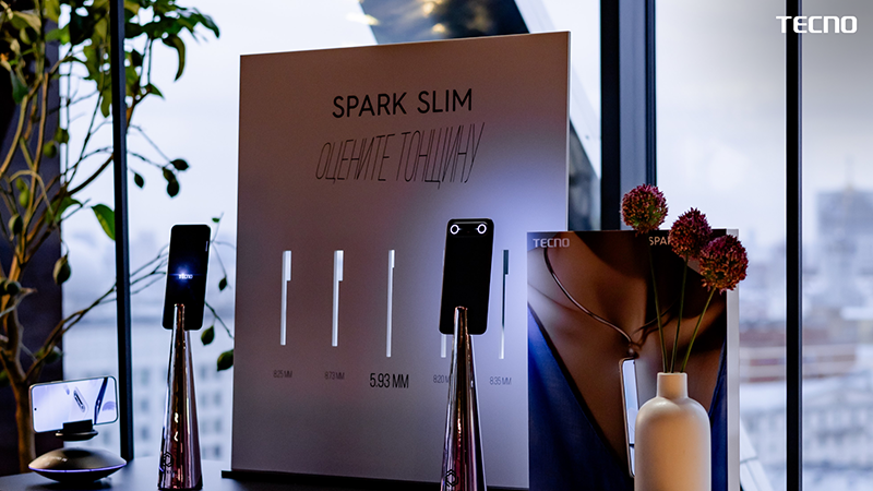 Tecno представила в России сверхтонкий смартфон Spark Slim и ноутбуки с ИИ-функциями