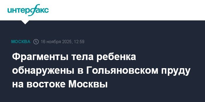 Фрагменты тела ребенка найдены в Гольяновском пруду Москвы