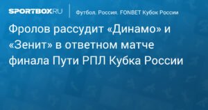 Фролов обслужит матч «Динамо» - «Зенит» в Кубке России