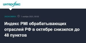Индекс PMI обрабатывающих отраслей РФ снизился до 48 пунктов в октябре