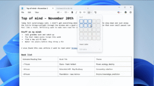 Microsoft добавила поддержку таблиц в Блокнот для Windows 11