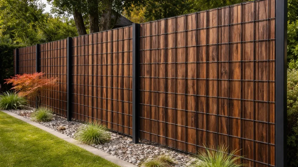 3D-забор из досок в сетке - практичное и эстетичное решение