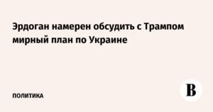 Эрдоган обсудит с Трампом украинский мирный план