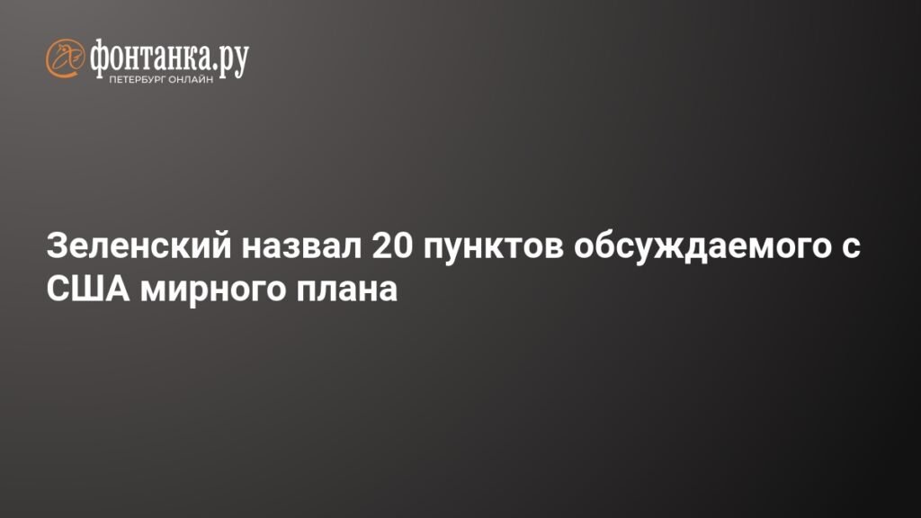 Зеленский раскрыл детали мирного плана с США: 20 ключевых пунктов
