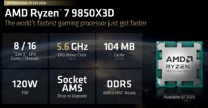 AMD представила Ryzen 7 9850X3D: новый уровень производительности для игр