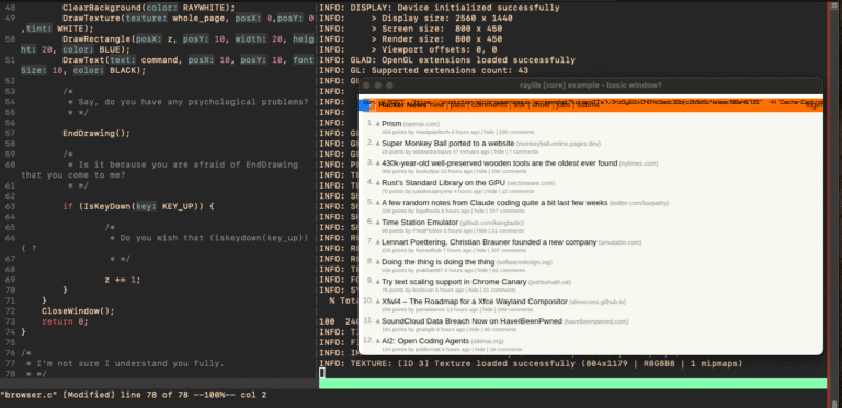 Создание простого браузера с помощью ИИ-агента ELIZA и языка C