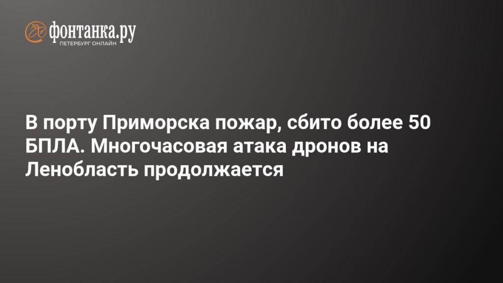 Атака беспилотников на Ленобласть: пожар в порту Приморска и отмена рейсов в Пулково