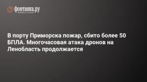 Атака беспилотников на Ленобласть: пожар в порту Приморска и отмена рейсов в Пулково