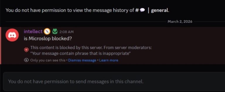 Microsoft борется с прозвищем Microslop банами в Discord