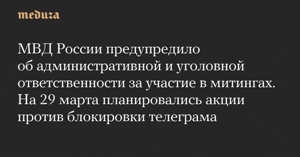 МВД России предупредило об ответственности за участие в несогласованных митингах