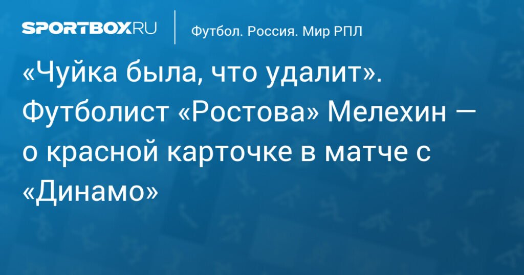 Виктор Мелехин: «Чуйка была, что удалит» - Футболист «Ростова» о красной карточке в матче с «Динамо»