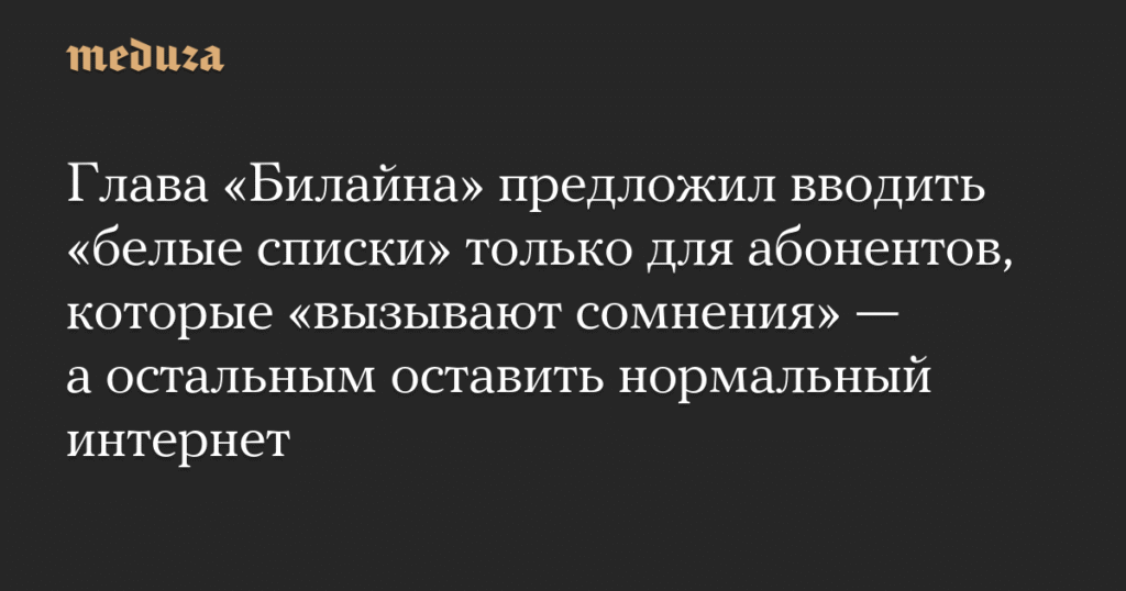 Гендиректор «Билайна» предложил ввести «белые списки» только для подозрительных абонентов